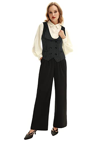 Belle Poque Women's Vintage Waistcoat Vest Suit Vests Double Breasted Sleeveless Blazer Coats3