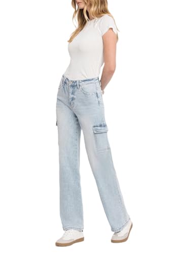 Vervet - 90's Vintage Super High Rise Cargo Straight Jeans (32' Inseam) - T5790 - Includes Official Tag - LT Size 29 Lightblue