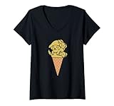 Womens Ice Cream Golden Retriever Dog V-Neck T-Shirt