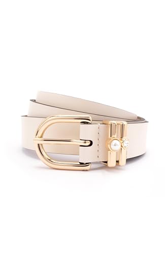 kate spade new york Women's 1 Inch Belt with Pearl & Heart Keppers, Leather Accessory, Adjustable Sizing