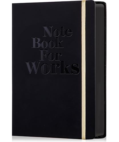 MINICAGIE Lined Journal Notebook for Men and Women, 256 Pages Black Journals for Writing, Hardcover A5 Journaling Notebooks Daily Work Travel Office Journal 5.7'' X 8.5'' Black Gold