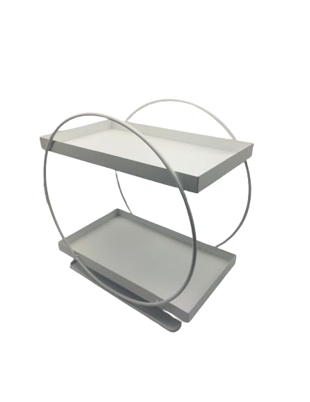 appeasy Metal Kitchen Countertop 2-Tier Seasoning Jar Storage Organizer, Bathroom Countertop Organizer Shelf - White 1
