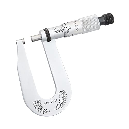 Micrómetro Starrett para medición de espesores con yunque plano y rango 0-1/2"