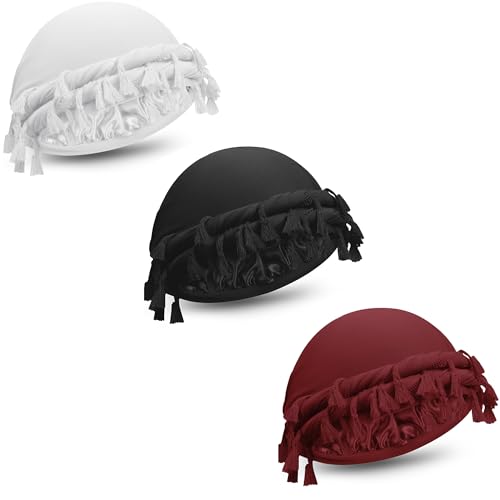 Image of Turban for Men Adjustable Halo Silk Satin Lined Cap for Women Durag Twist Head Wraps Hat Elastic Pre Tie Beniee