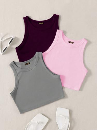 Image of Tops for Women Crop Top for Women's Tank Activewear Tee Sports Western Casual Cotton Camisole Pack of 3 Combo