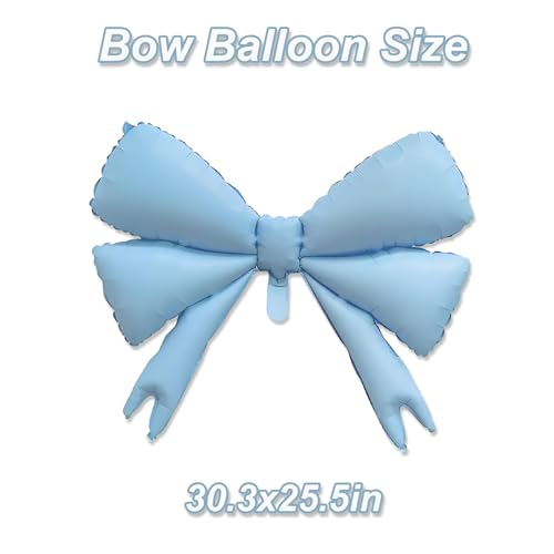 Image of 4 Pcs Large Bow Balloons, Blue Bow Balloon Coquette Balloons for Blue Bow Party Decorations Coquette Birthday Decorations