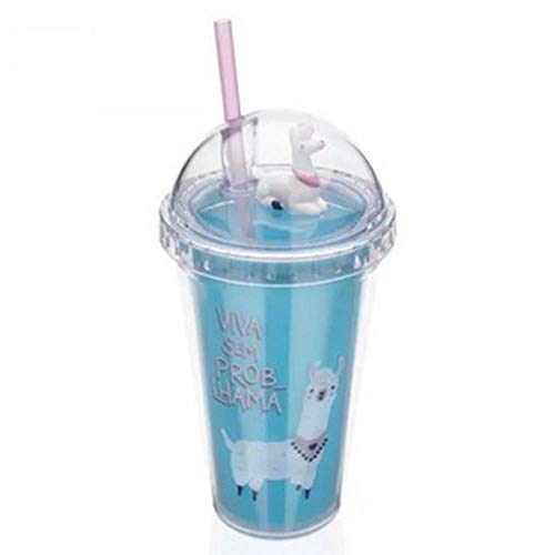 Copo com Canudo e Tampa com Domo Lhama