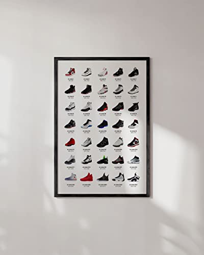 HAUS AND HUES Sneaker Posters for Guys - Michael Jordan Shoes Poster, Sneaker Wall Art Cool Posters for Guys Bedroom, Dope Prints, Cool Sneakerhead Room Decor, Jordans Evolution (Unframed 24x36)4
