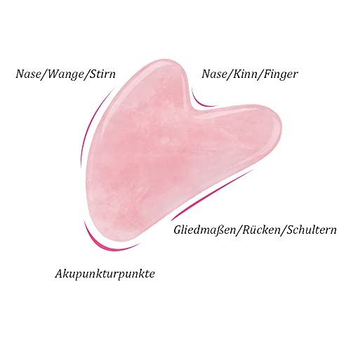 Bounabay® Rosenquarz Gua Sha Massagewerkzeug, 100% Natürliches Jadestein Gesichtspflegewerkzeug, Gesichts Gua Sha zum Abnehmen und Straffen Rosa Kristallherzform, GRATIS Samtbeutel - Image 6
