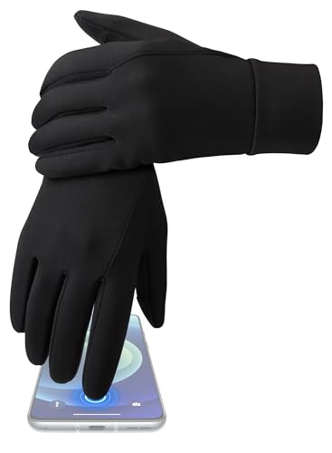 OZERO Winterhandschuhe Herren Touchscreen Thermo-Handschuhe Warm Wasserabweisend rutschfest Winddicht – Fahrradhandschuhe für Arbeit, Outdoor, Radfahren, Autofahren – Schwarz (Schwarz, XL)