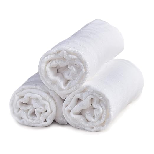 Image of Organic Muslin Swaddle Wrap for Newborn - Super Soft Baby Swaddle Blankets, Breathable Wrapping Cloth (Pack of 4, White)