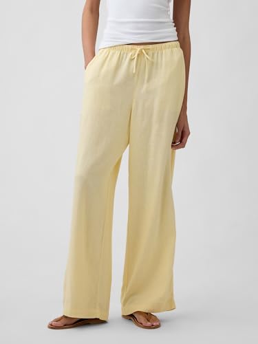 Image of Gap Womens Wide Leg Linen Pull on Pant