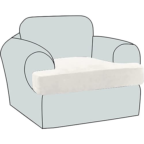NLCYYQ Stretch Sofa T Cushion Seat Covers Velvet, Sofa Couch Cushion Slipcovers for Individual T-cushions Non-Slip with Elastic Bottom (Ivory,1 Seater/Chair)