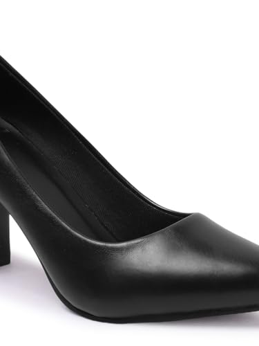 Image of Carlton London Women Stylish Slipon Pump Shoes with Block Heels, Pointed Toe for Party and Formal Occasions