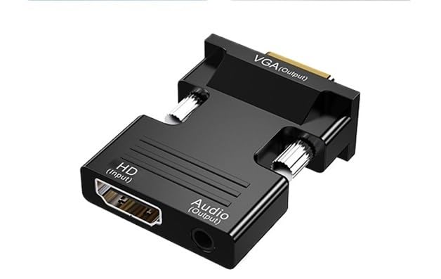 with HDMI Female to VGA Male Converter Audio Adapter Cable for Projector HD Computer Set-Top Box(White)