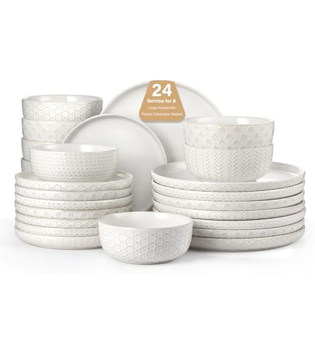 24 Piece Dinnerware Sets for 8 - Farmhouse Style...