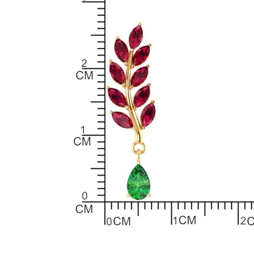 Image of P.C. Chandra Jewellers 14k Gold Earrings With Red Stone Leaf Design With A Stone Drop For Women & Girls - 1.1 Gram