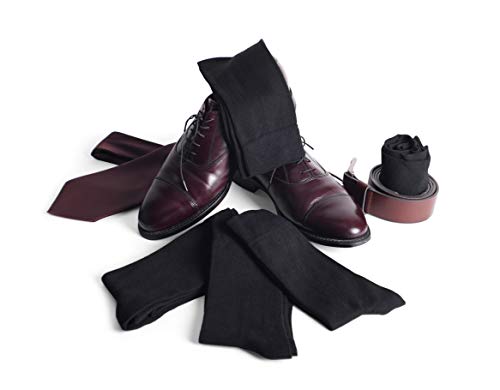 Emprella Dress Socks for Men, 5 Pack Cotton Argyle Black and Solid Mens Gift Set3