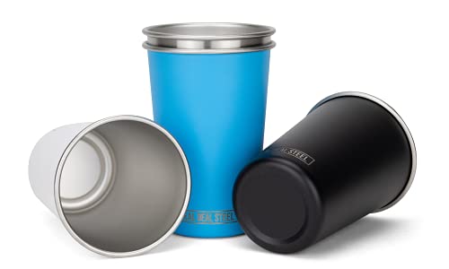 Real Deal Steel Party Pints: 16 Oz Pint Cups, Stackable Tumblers, Eco Friendly Premium Metal Drinking Glasses #TOP6