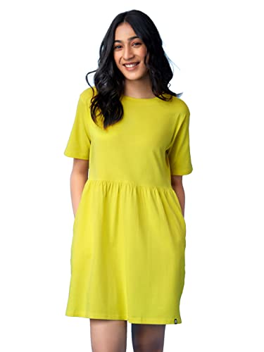 Image of The Souled Store Tie-dye: Colourful Ombre Womens and Girls Solid Cotton Oversized T-Shirt Dresses Multi-Colored