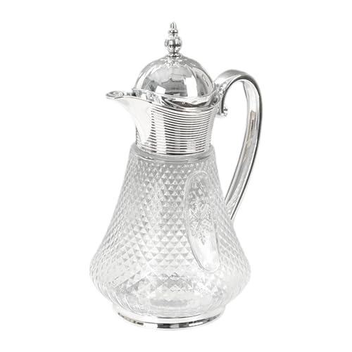 Fenteer Brocca in Vetro in Stile mediorientale, caraffa, brocca d'Acqua in Vetro 18L per Feste, Argento