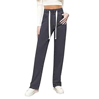 DUHGBNE Jeans Donna Vita Alta Elasticizzati Curvy Jeans Donna Vita Alta Larghi a Gamba Larga Elasticizzati Larghi e Tasche Pantaloni Dritta Pantalone Pantaloni in Morbidi con Coulisse