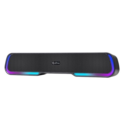 Image of pTron Fusion One 14W Bluetooth Soundbar Speaker, 20Hrs Playback Time, Vivid 10 RGB Modes, Mini Soundbar for Phones /TV /Laptops /Tablets, Multi Modes BT5.3 /3.5mm Aux /TF Card /USB / (Obsidian)