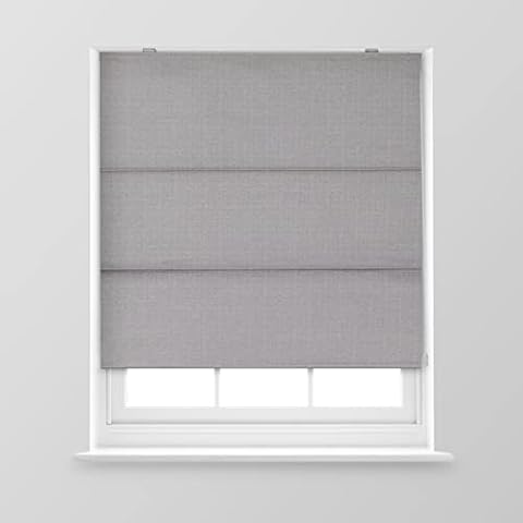 A.Unique Home Textured Weave Dimout Roman Window Blind in a Variety of Colours and Sizes Ideal for any Room. (Grey, 90cm x 170cm (35.4" x 66.9") (3FT)) Cover