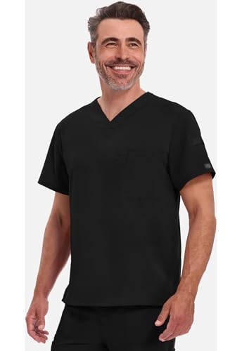 Image of Dickies EDS Essentials Scrubs for Men V-Neck 360 Stretch Medical Scrub Top | Relaxed Fit, 2 Pocket Design, 360 Stretch, Moisture Wicking Fabric, Durable Construction, Side Vents, Easy Care