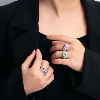 Bague zircons verts blancs entrelacée cadeau d'anniversaire - 5