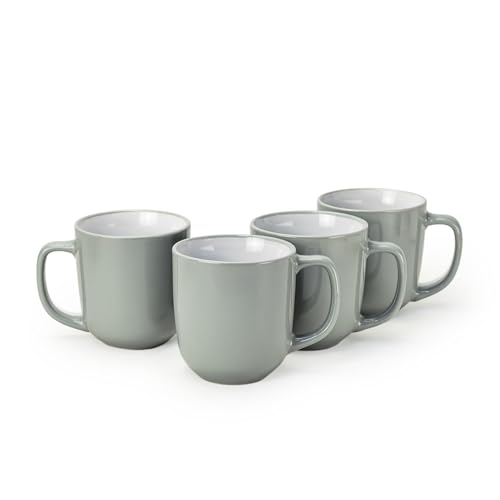 Cuisine Art Stoneware IVY 4PCS Mug Set | 420 ML Green Coffee Mug Set | Durable Coffee Cup Set for Home & Office | Cups for Cappuccino Latte Tea & Cocoa Restaurant Coffee Mugs