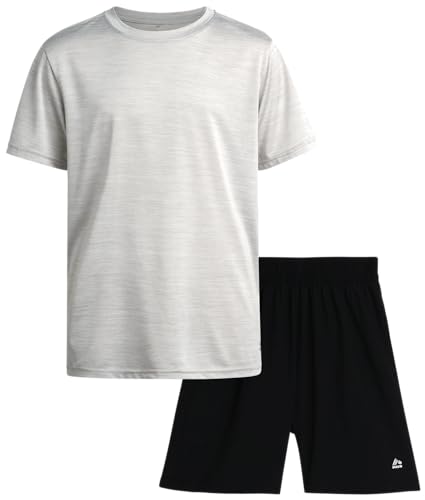 Image of RBX Boys Athletic Shorts Set - 2 Piece Lightweight Short Sleeve Performance T Shirt and Woven Pull-On Running Shorts for Boys