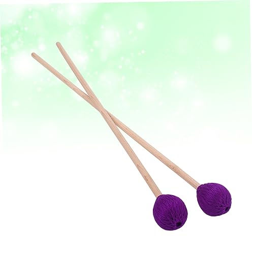 2 piezas de baquetas para bombo con cabeza de fieltro de lana y mango de madera, color púrpura, para instrumentos de percusión, agarre cómodo y diseño estable miniatura 3