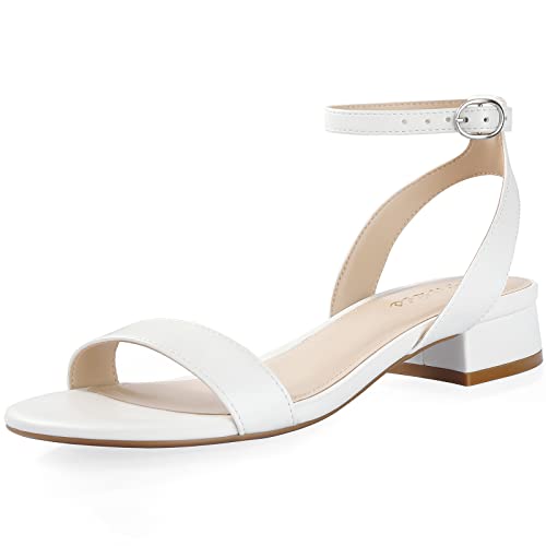 Ankis Black Nude White Red Women Sandals Comfortable Walking Strappy Open Toe Sandals for Women Dressy Summer 1 Inch Low block Heel Flat Adjustable Ankle Strap Wide Available Shoes 2024