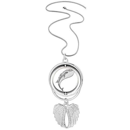 Collier baleine bleue et ailes d'ange de style Art déco pour femme