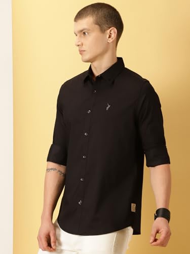 Image of Thomas Scott Men's Cricket Club Collection Classic Regular Fit Twill Shirt | 100% Cotton Long Sleeve Solid Shirt with Button Down Collar (Available in Plus Size)