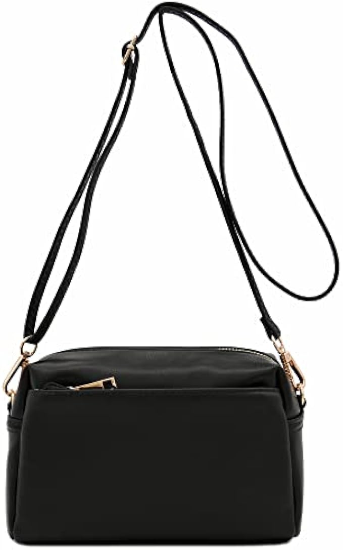 FashionPuzzle Triple Zip Small Crossbody Bag