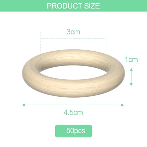 Chiluxendo 50 Stück Holzringe zum Basteln, Makramee Ringe, Serviettenringe, Holzring Hölzern, Natürliche Holzreifen, für Kunst & Handwerk, Heimwerken, Wohnkultur & Schmuckherstellung (Ø 45mm)
