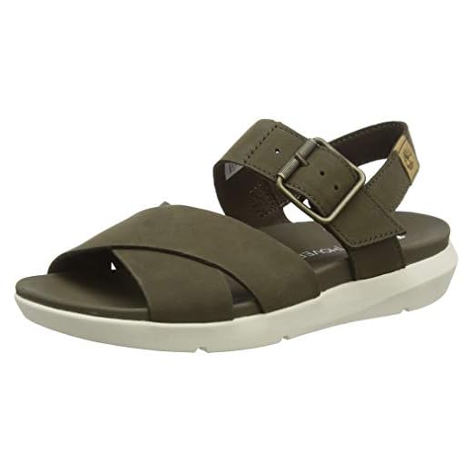 Timberland Wilesport Leather, Sandalia con Pulsera Mujer, Verde Olive Nubuck, 37 EU