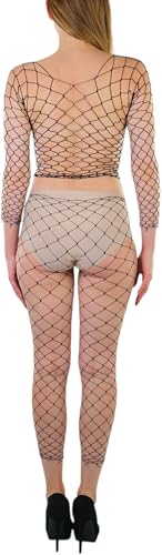 Image of ToBeInStyle Women's Spandex Multi Net Fishnet Set Rave Novelty Party Crop Top & Tights