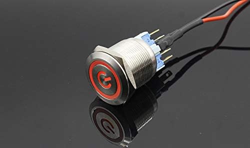 Waterproof Momentary Symbol Flat Round 16 mm Stainless Steel Metal Push Button Switch LED Light