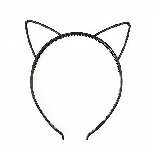 LOVINSHOW 1Pcs Black Simple Elegent Plastic Cat Ears Headband, Great Costume Accessory