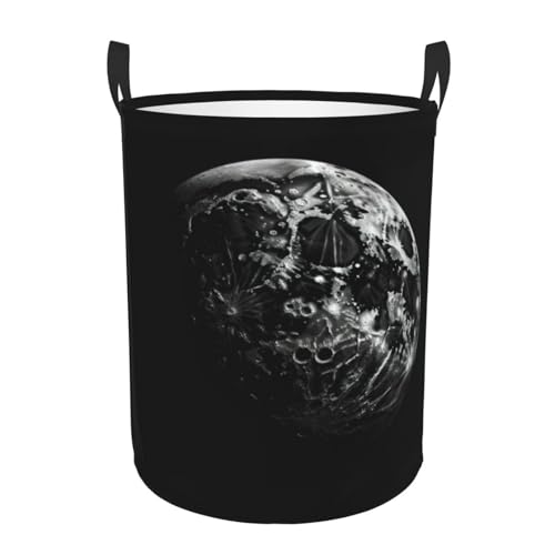 Cesta redonda para ropa sucia de una sola capa con fondo negro, tela Oxford duradera, para almacenamiento en el hogar