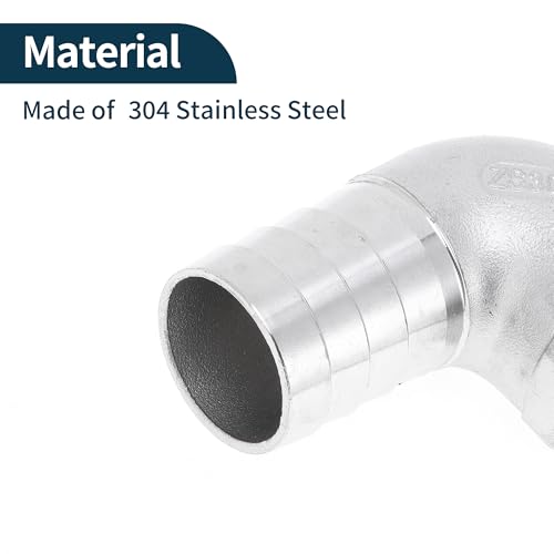 TUCKBOLD 304 Edelstahl Schlauchstutzen 1,3\ OD 1\ BSPT 90 Grad Winkelverbinder für Luft Wasser Öl Gas Kraftstoff 2 Stück Silberton
