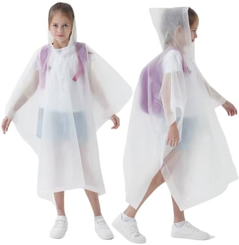 Image of Rain Poncho for Kids(2 Pack) Waterproof Reusable EVA Raincoat One Size Rain Jackets for Children,Boys and Girls