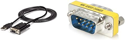 StarTech.com USB to Serial RS232 Adapter - DB9 Serial DCE Adapter Cable & com Slimline Serial DB9 Gender Changer - M/M - Serial Gender Changer - DB-9 (M) to DB-9 (M) - GC9SM