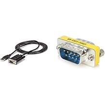 StarTech.com USB to Serial RS232 Adapter - DB9 Serial DCE Adapter Cable & com Slimline Serial DB9 Gender Changer - M/M - Serial Gender Changer - DB-9 M to DB-9 M - GC9SM