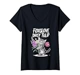 Photo Gallery donna subtle floral anti flowers foxglove daisy tulip maglietta con collo a v Photo Gallery donna subtle floral anti flowers foxglove daisy tulip maglietta con collo a v