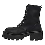 Fermeture : lacets ONLY Onlbanyu-3 Bottes en PU monochrome à lacets pour femme, Noir, 5 UK