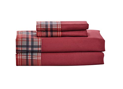 Sheets & Beyond Bettlaken-Set mit Kabinenmotiv, superweiche Baumwolle, Mikrofaser, 4-teilig (King Size, Plaid) Cover